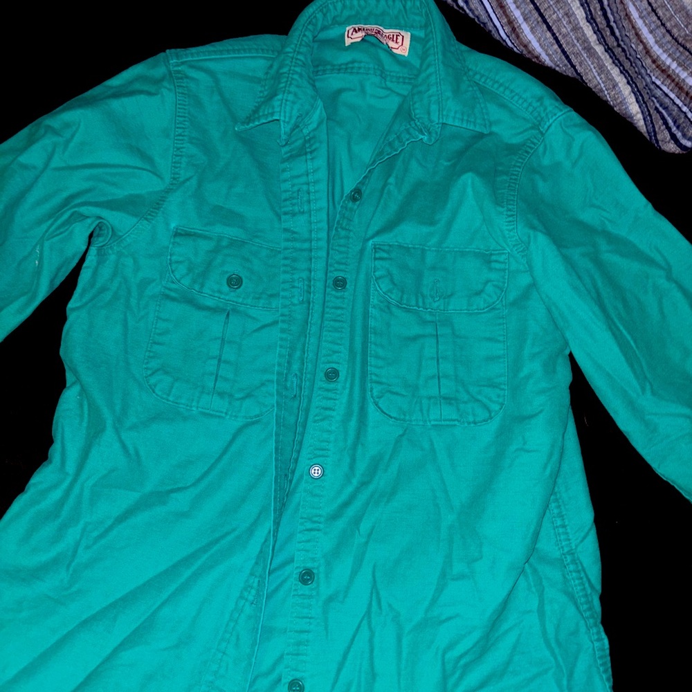 American Eagle Outfitters Green Casual Button Down Shirt